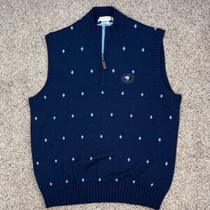 Martin Navy 1/4 Zip-Front Diamond Knit Vest Lined *